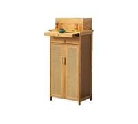 Altar Table Layered Display Shelf with Double Door Storage, Chinese Buddhist Temple Meditation Table for Home Worship, Natural