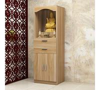 Altar Table with Drawer, Personal Prayer Shrine Desk for Temples and Living Rooms, Compact Design, Red Teak, Perfect for Home and Office Use