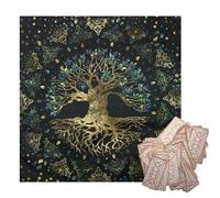 Altar Tarot Cloth - Magic Divination Mat, 3 Inch Small Tarot Reading Cloth | Portable Sacred Geometric Altar Mat for Tarot Spreading, Crystal Grid, Rune Casting, Pendulum Reading, 15x15cm