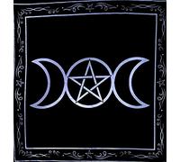 Altar Tarot Cloth: Triple Goddess with Pentagram Cloth Tentacle Pegan Triquetra Flannel Sun Moon Tablecloth Witchcraft Man Cave Room Bar Home Wall Decor (26 x 26 Inches)