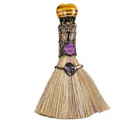 Altar Witch Crystal Broom, Heart-Shaped Gem Crafts, Broom Ornaments | Fengshui Witch Broom Divination Energy Decoration and Home Healing Ornaments | Decorative Accent for Spiritual Spaces