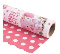 Altarho Reversible Baby Girl Wrapping Paper for Kids Girls - 17 Inch x 33 Feet - Pink Elephant & Polka Dot - Cute Animals Floral Patterns for Birthday, Baby Shower, Gender Reveal Theme New Baby Party