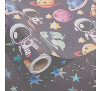 Altarho Reversible Wrapping Paper for Boys Girls Mini Roll 15 x 20 Feet First Trip Around the Sun and Stars Wrapping Paper Galaxy Art Paper for Baby Shower Birthday Party