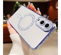 Altartar Glitter Case for Samsung Galaxy S25 Edge Magnetic Cell Phone Case,Transparent Protective Case Shockproof Case Camera Protection Bling Diamond Silicone Cover Women Girl-Blue