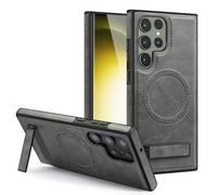 Altartar Magnet for Samsung Galaxy S24 Plus Hülle mit Ständer, Magnetic Handyhülle mit Halter Premium PU Leather Case Cover Stoßfest Schutzhülle Militärschutz Klapphülle Kameraschutz Case, Grau