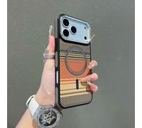 Altartar Magnetic Mobile Phone Case for iPhone 15 Plus, Compatible with Magsafe, Silicone Protective Case, Shockproof, Ultra Thin Case, Carbon Fibre Design, Slim Bumper Cover, Orange