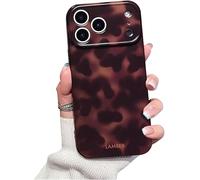 Altartar Mobile Phone Case for iPhone 17 Pro Case Leopard Protective Case for Girls Thin Case Leopard Print Design Aesthetic Cute Motif Camera Protection Bumper Shockproof Cover,Brown Amber