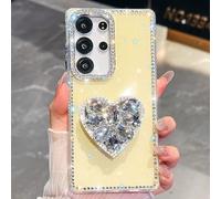 Altartar Mobile Phone Case for Samsung Galaxy A57 Case with Stand, Transparent Case Samsung A57 Protective Case Glitter Silicone Case Bling Diamond Camera Protection Luxury Cover Women Girls Yellow