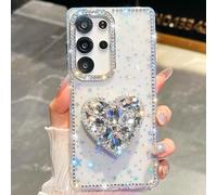 Altartar Mobile Phone Case for Samsung Galaxy S24 Case with Stand, Transparent Case Samsung S24 Protective Case Glitter Silicone Case Bling Diamond Camera Protection Luxury Cover Women Girls Star