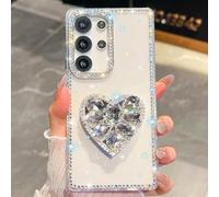 Altartar Mobile Phone Case for Samsung Galaxy S25 Plus Case with Stand, Transparent Case Samsung S25 Plus Protective Case Glitter Silicone Case Bling Diamond Camera Protection Luxury Cover Women Girls