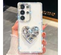 Altartar Mobile Phone Case for Samsung Galaxy S26 Case with Stand, Transparent Case Samsung S26 Protective Case Glitter Silicone Case Bling Diamond Camera Protection Luxury Cover Women Girls White