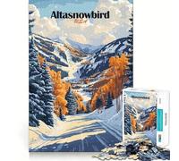 Altasnowbird Ski Resort Poster Adult Jigsaw1000 Pieces Mind Boost Game Premium Laser Cut Quality Relaxing Indoor Group Activity (38x52cm)