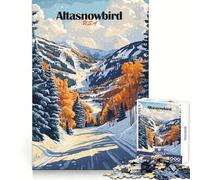 Altasnowbird Ski Resort Poster Jigsaw Puzzles 1000 Pieces for Teenagers Thought Training Easy Enjoyment Uniform Cut Chic Xmas Gift (38x26cm)