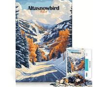 Altasnowbird Ski Resort Poster Puzzles for Adults 1000 Pieces Focus Boost Fun Uniform Size Precise Pieces Bonding Activity for Loved Ones (50x75cm)