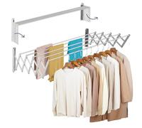 Altaudia Extendable Wall Drying Rack 140 cm Antioxidant - Foldable with 5 Aluminium Tubes, Extendable from 12 - 80 cm, Indoor or Outdoor Wall Installation, Save Space and Install Without Difficulty