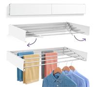 Altaudia Extendable Wall Drying Rack 80 cm Antioxidant - Invisible and Foldable with 5 Aluminium Tubes, Extendable 9-40 cm, Indoor or Outdoor Wall Installation, Install Without Difficulty