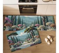 ALTCIRNMD 2-Piece Terrace Garden Kitchen Mat Set - Non-Slip Waterproof Washable Rugs, Victorian Architecture Standing Mats For Kitchen Or Dining Floor