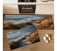 ALTCIRNMD 2 Pieces Kitchen Rug Sets, Non Slip Kitchen Mat, Grassland Beach Natural Scenery,Washable Modern Mats And Rugs For Hallway, Dining Room And Entryway, 40 * 60Cm+40 * 120Cm