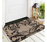 ALTCIRNMD 3D Beige Black Line Tiger Doormat Flat Non-Slip Carpet Welcome Mat Indoor Outdoor Simple Animals Rug Foot Pad For Front Door Bedroom Living Room Decoration,70X100Cm