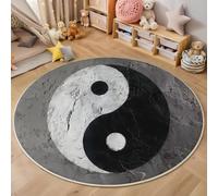 ALTCIRNMD 3D Black And White Tai Chi Symbol Carpet,Minimalism Rug,Round Carpet Rug For Living Room Bedroom Decoration,Sofa Floor Mats Chair Mats Outdoor Doormat Kid Play Non-Slip Floor Mat,180Cm