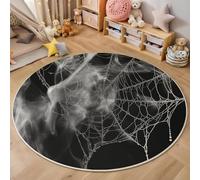 ALTCIRNMD 3D Black White Smoke Spider Web Print Round Rugs Modern Carpets Living Room Rug,Fantasy Art Extra Large Size Soft Anti Slip Washable Floor Mats For Bedroom Kids Room Decor,100Cm