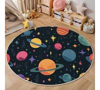 ALTCIRNMD 3D Color Space Planets Carpet,Symbol Cartoon Rug,Round Carpet Rug For Living Room Bedroom Decoration,Sofa Floor Mats Chair Mats Outdoor Doormat Kid Play Non-Slip Floor Mat,100Cm