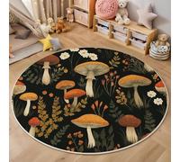 ALTCIRNMD 3D Orange Brown Mushroom Leaves Carpet,Natural Plants Rug,Round Carpet Rug For Living Room Bedroom Decoration,Sofa Floor Mats Chair Mats Outdoor Doormat Kid Play Non-Slip Floor Mat,180Cm