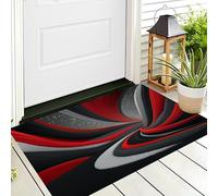 ALTCIRNMD 3D Red Black Simple Stripes Doormat Flat Non-Slip Carpet Welcome Mat Indoor Outdoor Abstract Art Rug Foot Pad For Front Door Bedroom Living Room Decoration,70X100Cm