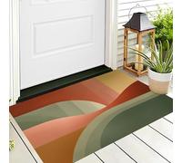 ALTCIRNMD 3D Sage Green Curved Stripes Doormat Flat Non-Slip Carpet Welcome Mat Indoor Outdoor Abstract Art Rug Foot Pad For Front Door Bedroom Living Room Decoration,60X90Cm