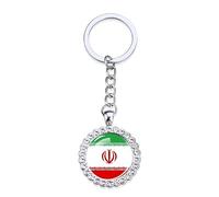 ALTCIRNMD Abstract Pattern Iran Flag Keychain,Women Glass Keyring Rhinestone Jewelry,Car Bag Wallet Ornaments Craft Accessory Decoration Cabochon Pendant Hanging Gifts Buckle,Picture,3.4Cm