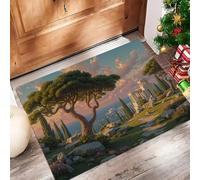 ALTCIRNMD Ancient Greek Ruins Doormat Green Retro Architecture Welcome Front Porch Decor Doormat For The Entrance Way Personalized Rugs Backing Non Slip Doormats,40X60Cm