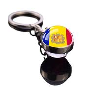ALTCIRNMD Andorra Glass Ball Keychain - Europe National Symbol Flag Souvenirs, Double Sided Crystal Ball Pendant Patriotic Key Tags, Mini Purse Car Key Ring For Men Women,As Show,8Cm