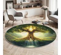 ALTCIRNMD Area Rug 3D Printed Round Green River Tree Floor Mat Soft Non Slip Carpet Fantasy Plants For Bedroom Hall Kitchen Living Room Kids Room Doormat Carpet,80Cm