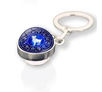 ALTCIRNMD Aries Constellation Keyring,Glow In The Dark Creative Galaxy Keyring - Time Gem 12 Constellation Twelve Signs Double Sided Cabochon Crystal Ball Luminous Pendant Keyring