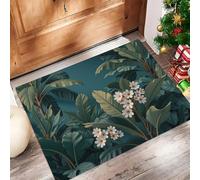 ALTCIRNMD Banana Leaf Flowers Doormat Emerald Green Tropical Jungle Welcome Front Porch Decor Doormat For The Entrance Way Personalized Rugs Backing Non Slip Doormats, 80X120Cm