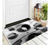 ALTCIRNMD Black White Floating Sphere Door Mat 70X100Cm,Non-Slip Indoor Machine Washable Entrance Rug,Abstract Geometry Soft Inside Floor Mat For Entryway Front Back Door Classroom Patio