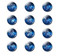 ALTCIRNMD Blue Horoscope Keychain - 12 Constellations Double Side Cabochon Crystal Ball Scorpio Sagittarius Virgo Pendant Keychain Key Ring,Key Chain Holder For Men Women Birthday Gift
