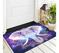 ALTCIRNMD Blue-Purple Mandala Elephant Area Rug,50X80Cm Soft Non Slip Door Mat Indoor Outdoor Star Animals Print Doormat For Bedroom Floor Home Entryway Front Mats Entrance Door