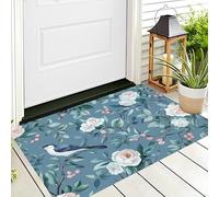 ALTCIRNMD Blue White Birds Flowers Roses Front Door Mat Outside Inside Entrance,3D Print Retro Chinese Style Outdoor Indoor Entry Front Doormat Classroom Patio Garage Shoes Off Mat,40X60Cm