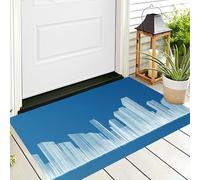 ALTCIRNMD Blue White City Lines Indoor & Outdoor Door Mat,Durable & Weatherproof Doormat Minimalist Architecture Decorative Heavy Duty Doormats - Washable Dirt Trapper Non Slip Mat,50X80Cm