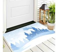 ALTCIRNMD Blue White Ice Castle Welcome Mat Non-Slip Doormat Outdoor Indoor,Cartoon Landscape Front Door Mat Entrance Porch Farm House Bedroom Garage Patio Living Room Decorative,50X80Cm