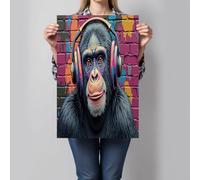 ALTCIRNMD Brick Wall Gorilla Canvas Prints Wall Art 60X90Cm, Hip-Hop Illustration Style Wall Art For Living Room, Big Small Vertical Blackish Purple Decorative Poster Bedroom Women Men