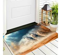ALTCIRNMD Brown-Blue Desert Wolf Indoor Doormat Bath Rugs Non Slip,Washable Cover Carpets Mat Home Decor Landscape Animals For Kitchen Bedroom Toilet Floor Rug Entry Patio 50X80Cm