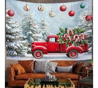 ALTCIRNMD Candy Truck Wall Hanging Christmas Snow Scene Poster Tapestry - 50Inx60In Boho Aesthetic Wall Tapestry Beach Throw Blanket Tapestreis For Yoga Meditation Mat Living Bedroom Décor