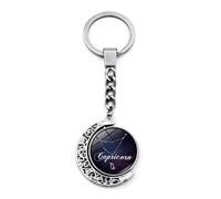 ALTCIRNMD Capricorn Horoscope Keychain,12 Constellation Keychain,Double Sided Glass Rotating Moon Pendant Pendant Key Ring For Car Bag Pendant Girl Gift