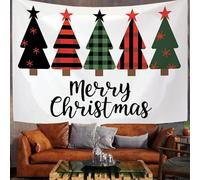 ALTCIRNMD Christmas Wall Art Hanging Poster Tapestry,Red Green Christmas Tree With Words Simple Plants Beach Throw Blanket For Yoga Meditation Mat Living Room Bedroom Dorm Home Decor,30Inx39In