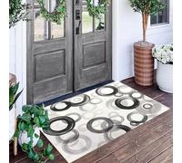 ALTCIRNMD Circle Lines Doormat Black White Simple Abstract Welcome Front Porch Decor Doormat For The Entrance Way Personalized Rugs Backing Non Slip Doormats, 40X60Cm