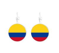 ALTCIRNMD Colombia Flag Earrings For Women - Fashion Round Shape Of Colombian Hook Earrings,Creative Hip Hop Country Dangle Drop Stud Earrings For Girls,2.8Cm×1.5Cm