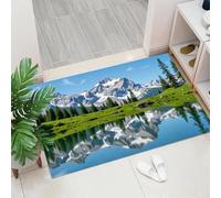 ALTCIRNMD Cracked Elk Welcome Mats, 50X80Cm, Luxury Illustration Style Indoor Carpet, Non-Slip Washable Floor Mat For Doorways, Stairs, Game Rooms, Living Rooms, Blue Gold
