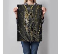 ALTCIRNMD Cracked Owl Canvas Wall Art - Black Gold Prints - Luxury Illustration Style Poster Picture - For Wall Home Bathroom Bedroom Living Room 70X100Cm No Frame